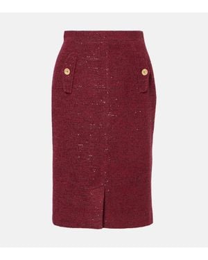 Alessandra Rich Bleistiftrock Aus Tweed Mit Pailletten - Rot