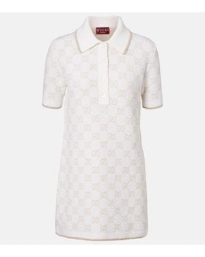 Gucci Robe Gg En Laine Melangee - Blanc