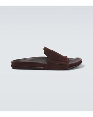 Jacquemus Mocassin Suede Slides - Brown