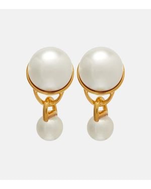 Oscar de la Renta Faux Pearl Drop Earrings - White