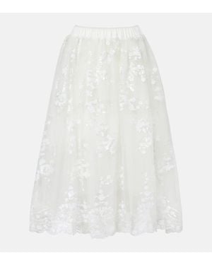 Simone Rocha Sequined Tulle Midi Skirt - White