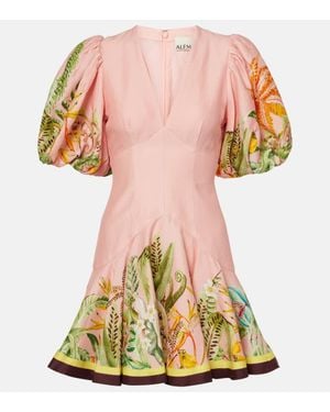 ALÉMAIS Papaya Linen-Blend Minidress - Pink