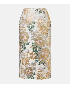 Carolina Herrera Jupe Midi En Jacquard A Fleurs - Métallisé