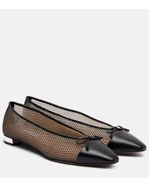 Aquazzura Gioia Mesh And Leather Ballet Flats - Brown
