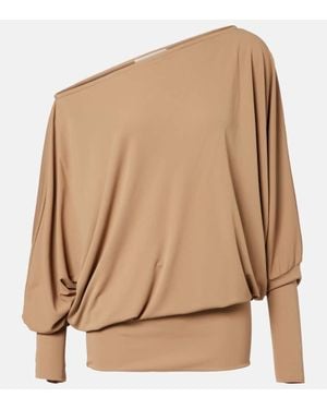 AYA MUSE Cely Asymmetric Draped Minidress - Natural
