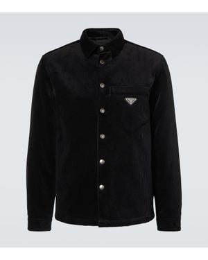Prada Hemdjacke Aus Baumwoll-Cord - Schwarz