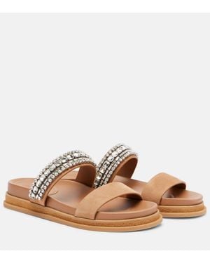 Jimmy Choo Mules Jadi En Daim A Cristaux - Marron