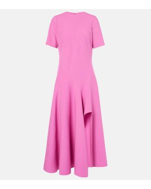 Oscar de la Renta Draped Wool-blend Midi Dress - Pink