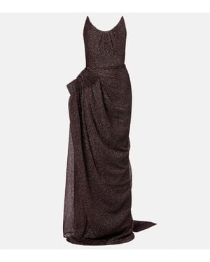 Maticevski Lexicon Draped Gathered Lame Gown - Brown