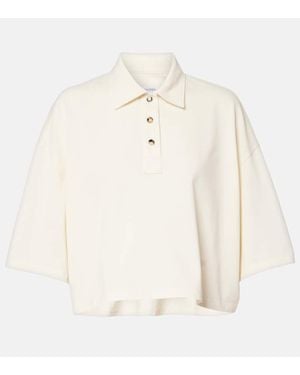 Bottega Veneta Cropped Cotton Polo Shirt - White