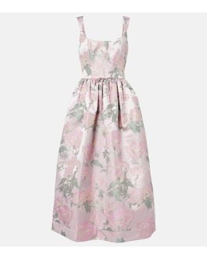 Markarian Apple Floral Brocade Corset Dress - Pink