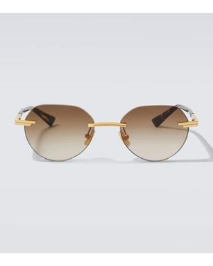 Bottega Veneta Runde Sonnenbrille Glasant - Braun