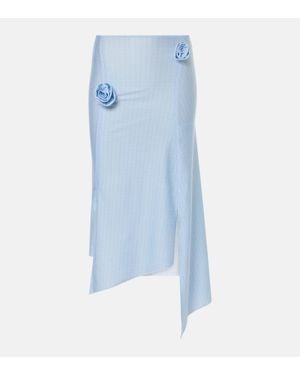 Coperni Floral-Applique Asymmetric Midi Skirt - Blue