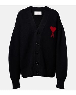 Ami Paris Cardigan Ami De Cour Aus Schurwolle - Schwarz