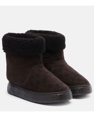 Gucci Schneestiefel Nat Gg Aus Veloursleder - Schwarz