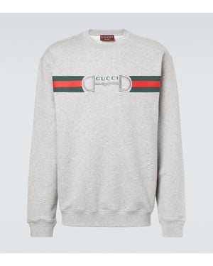 Gucci Web Stripe Cotton Sweatshirt - Grey