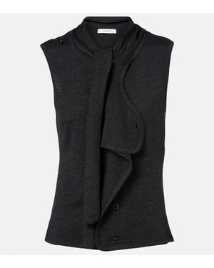 Lemaire Asymmetric Wool-Blend Tie-Neck Vest - Black