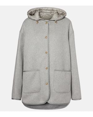 Moncler Daunenjacke Aus Wolle Und Kaschmir - Grau