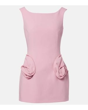 Magda Butrym Vestido Corto De Mezcla De Lana Con Aplique Floral - Rosa