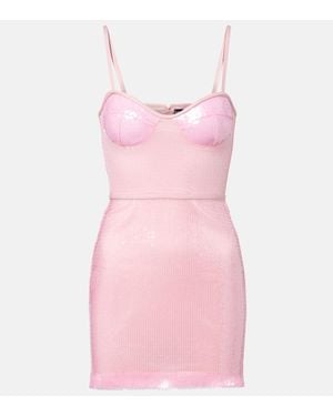 David Koma Abito Corto Con Paillettes - Rosa