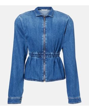 Nensi Dojaka Gathered Denim Jacket - Blue