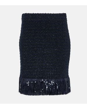 Oscar de la Renta Minifalda De Tweed Con Flecos - Azul
