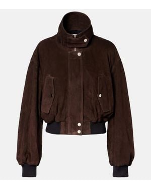 Nour Hammour Briar Suede Bomber Jacket - Brown