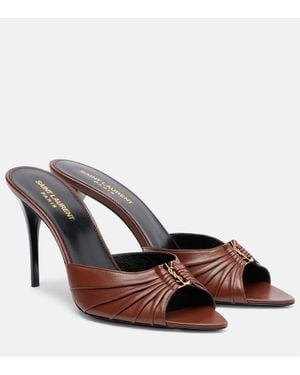 Saint Laurent Mules Babylone Cassandre 90 - Marrone