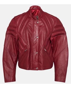 Isabel Marant Padded Panelled Leather Biker Jacket - Red