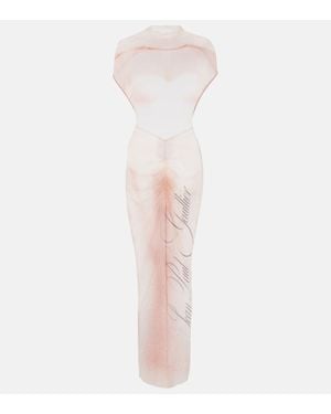 Jean Paul Gaultier Le Classique Printed Mesh Maxi Dress - Pink