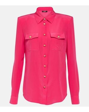 Balmain Hemd Aus Crepe De Chine Aus Seide - Pink