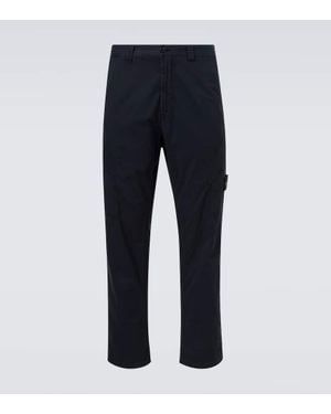 Stone Island Bestickte Cargohose Aus Twill - Blau