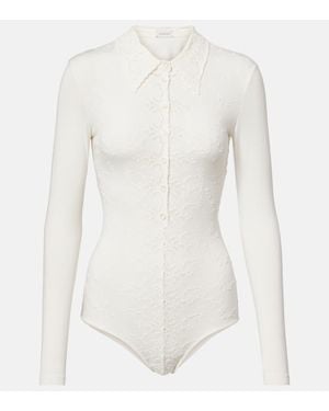 Magda Butrym Bestickter Body Aus Einem Baumwollgemisch - Weiß