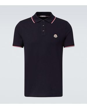 Moncler Permanent Cotton Jersey Polo Shirt - Blue