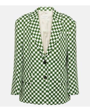 Dries Van Noten Checked Single-Breasted Blazer - Green