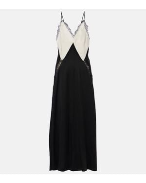 Victoria Beckham Lace-Trimmed Crepe Satin Slip Dress - Black