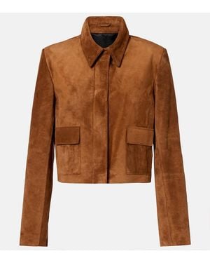 Nour Hammour Cropped-Jacke Bleeker Aus Veloursleder - Braun