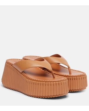Chloé Wedge-Pantoletten Nama 80 Aus Leder - Braun