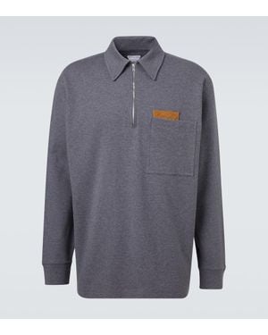 Bottega Veneta Intrecciato Cotton Jersey Polo Jumper - Blue