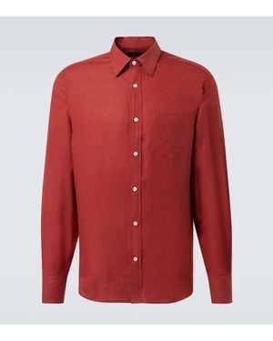 dunhill Hemd Aus Leinen - Rot