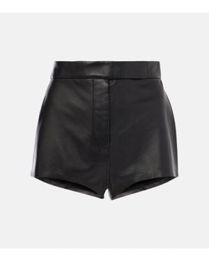 Alex Perry High-rise Leather Shorts - Black