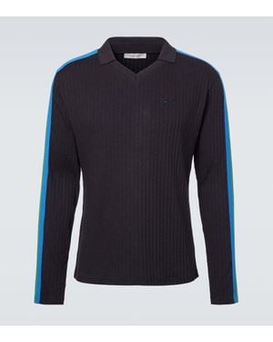 Wales Bonner Ribbed-Knit Polo Jumper - Blue