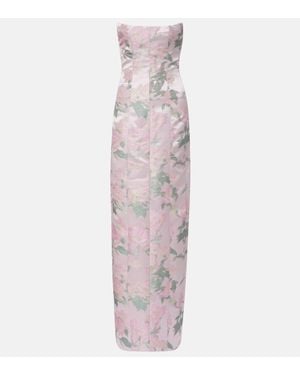 Markarian Odessa Floral Brocade Corset Gown - Pink