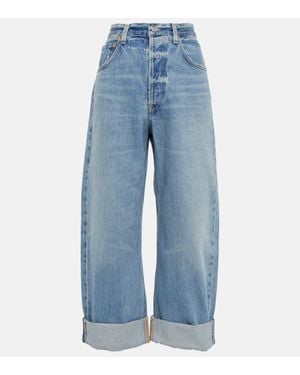 Citizens of Humanity Ayla Mid-Rise Cropped Wide-Leg Jeans - Blue