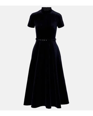 Emilia Wickstead Camilla Cotton Velvet Midi Dress - Black