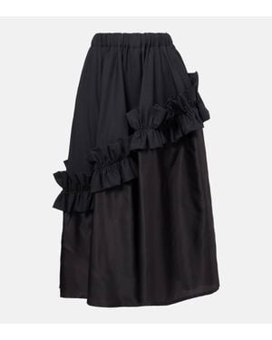 Noir Kei Ninomiya Ruffled Wool Midi Skirt - Black