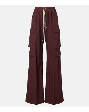 Rick Owens Pantalones Cargo Drkshdw Jumbo Bela De Franela - Rojo