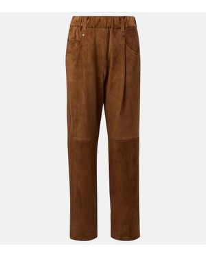 Brunello Cucinelli Gerade Hose Aus Veloursleder - Braun