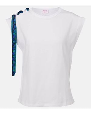 PUCCI Short Sleeve T-Shirt With Printed Drawstring - White