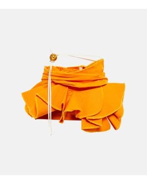 Jacquemus Artichaut minirock aus baumwoll-canvas mit volants und fransen - Orange
